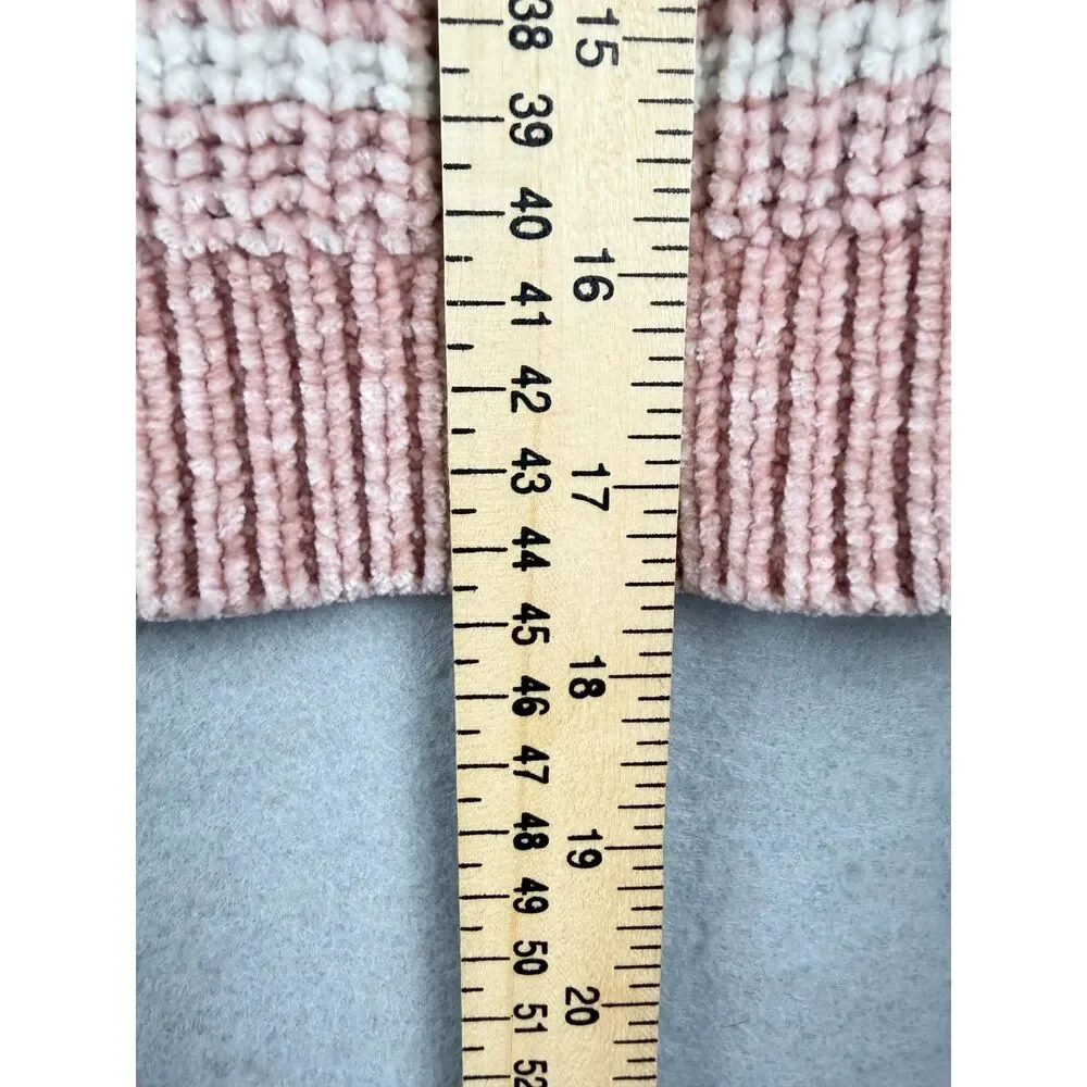 Love Ellie Girls Size Small Blush Pink Ivory Striped Chenille Sweater Soft Cozy